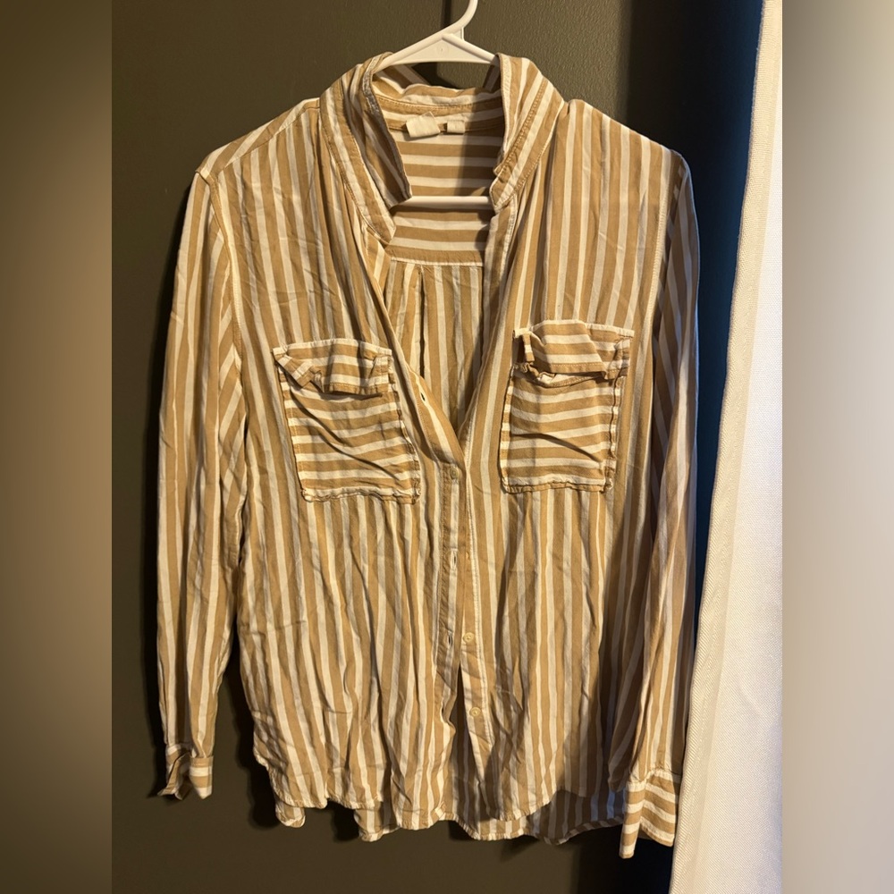 GAP Beige and White Striped Shirt